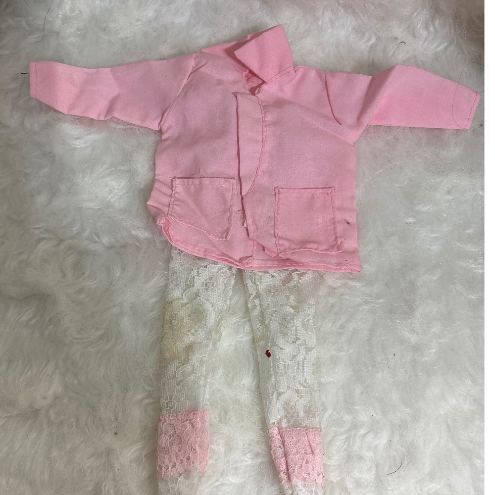 Unbranded Doll Clothing Set Fashion Doll Pink Jacket White Lace Leggings Fair